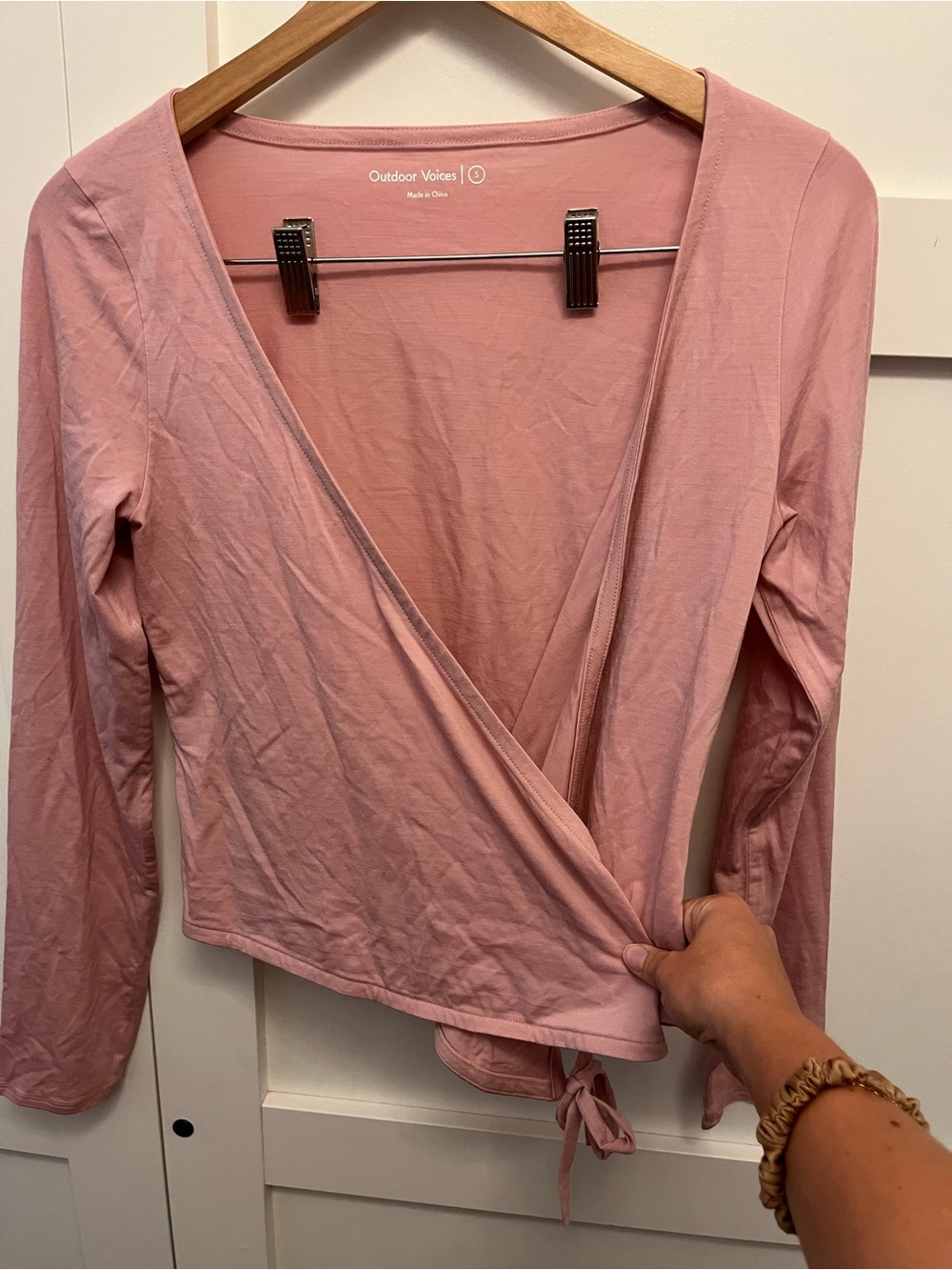 Outdoor Voices Dusty Pink Wrap Long-Sleeve Top
